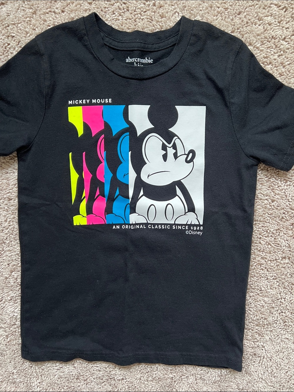 Abercrombie Kids Black Mickey Mouse Graphic Tee, 9/10